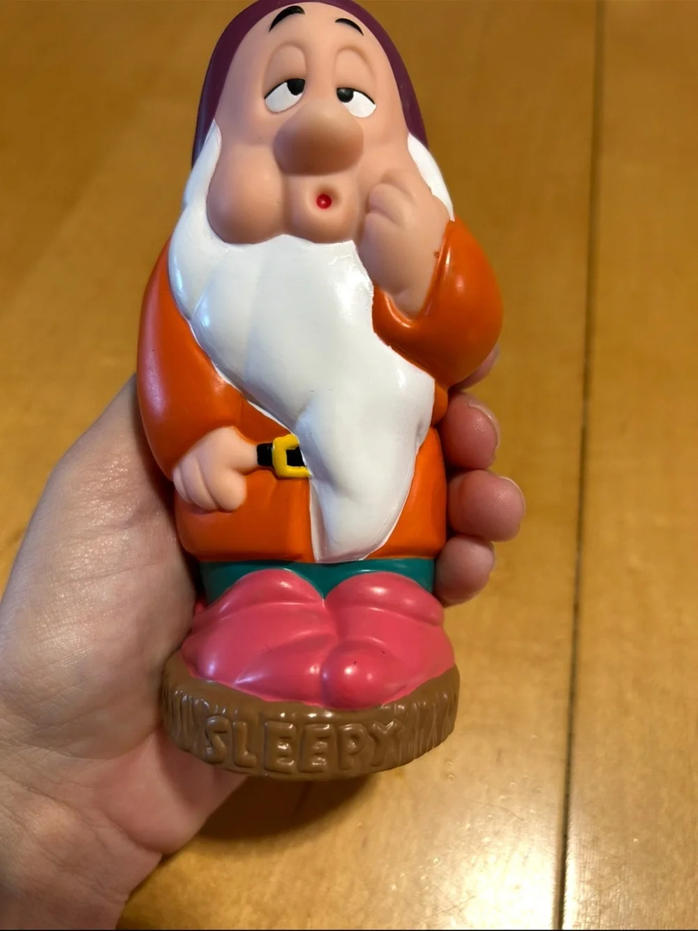 Classic Sleepy Dwarf squeeze bath toy  - Pink, Orange & White Kids Toy